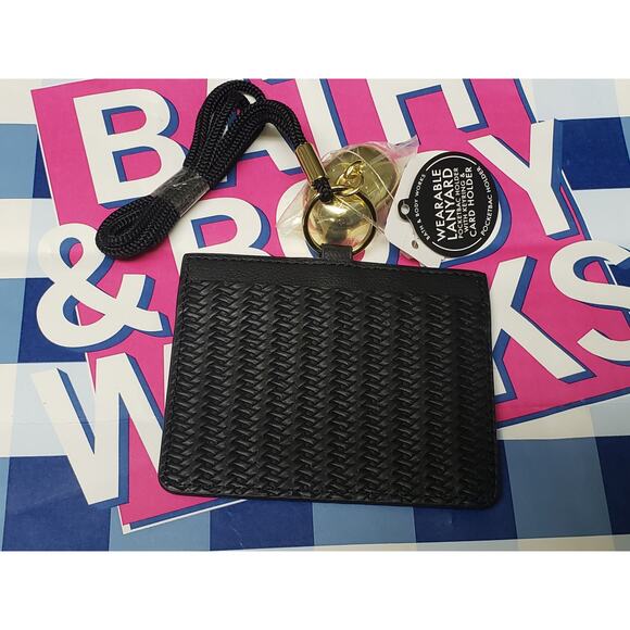 BBW Black Weave Wearable Lanyard PocketBac Holder w. Keyring & Card Holder - Picture 2 of 2